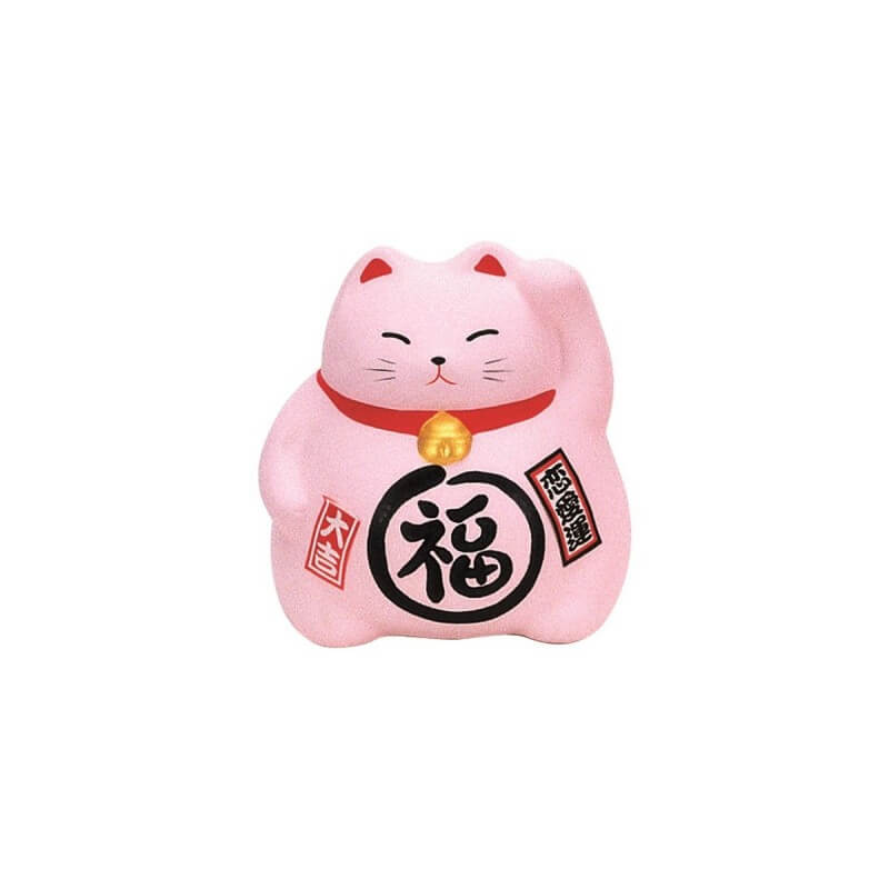 Tirelire Maneki Neko rose (Chat porte bonheur love) 9 cm