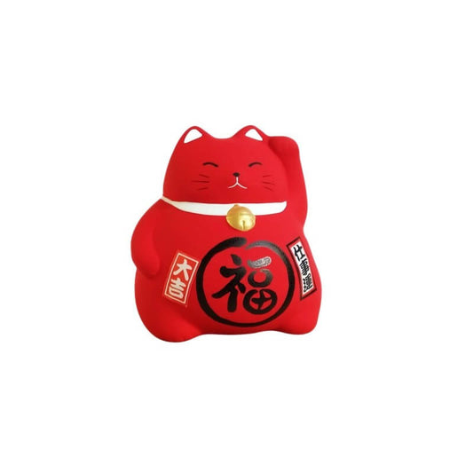 Tirelire Maneki Neko rouge (Chat bonheur courage) 9 cm