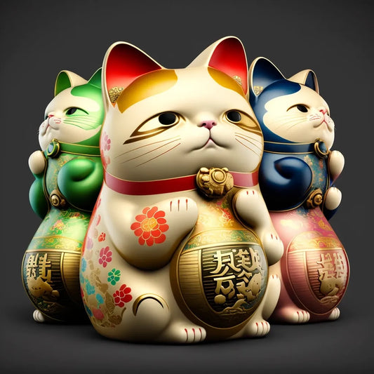 Pack de 5 Maneki Neko (chat bonheur) 5,5 cm